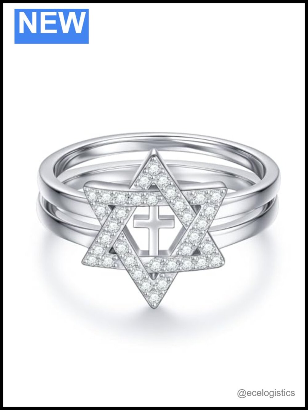 S925 Sterling Silver Star of David Ring Jewish Jewelry Size 7